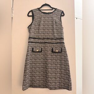 Karl Lagerfeld Black and White Tweed Mini Dress